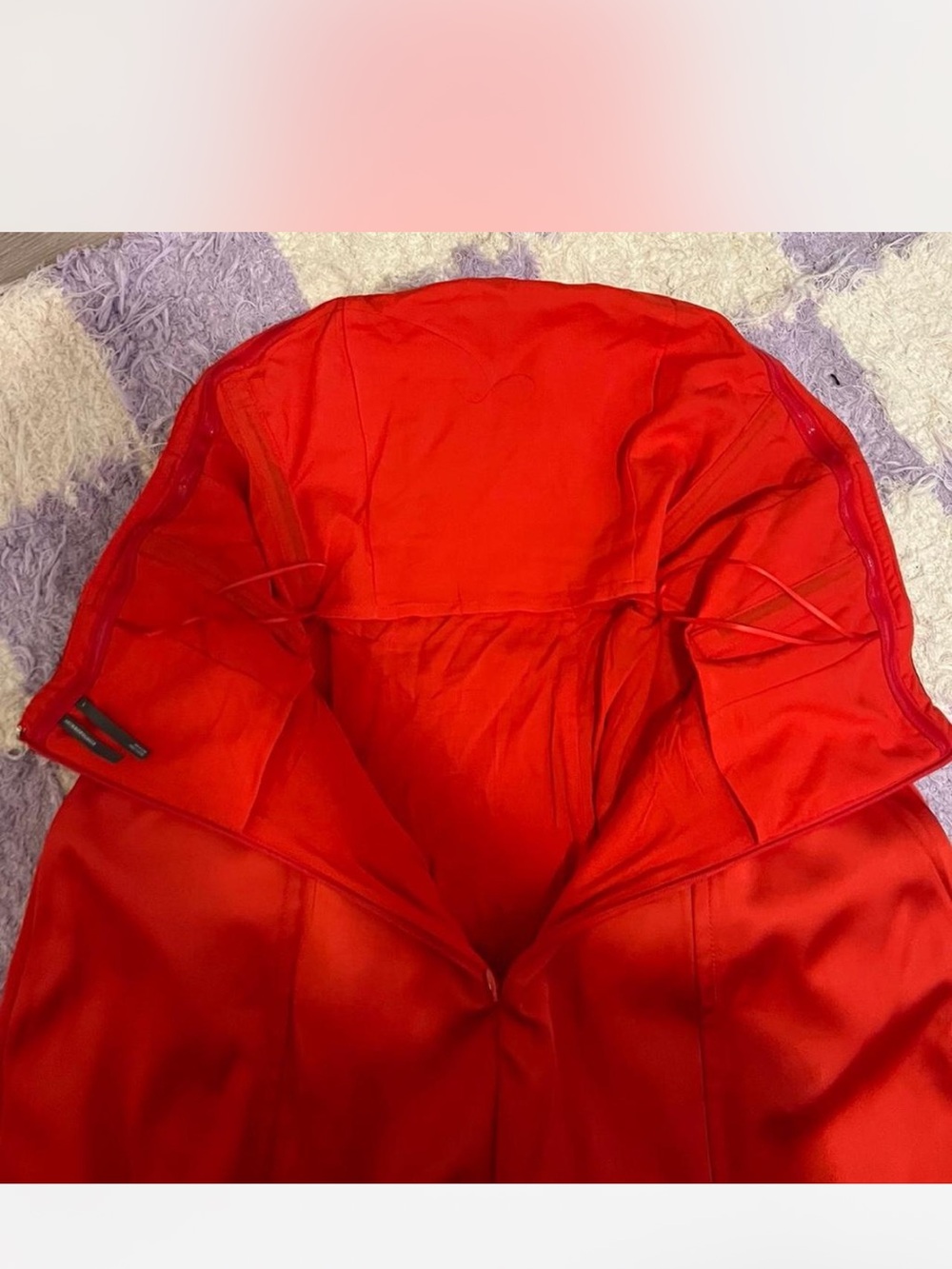Anthropologie Sculpted Red Satin Mini Dress - Picture 3 of 7